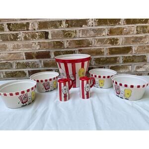 TableTops Unltd Kitchen Prep101 Ceramic Popcorn Bucket, Shakers & Matching Bowls